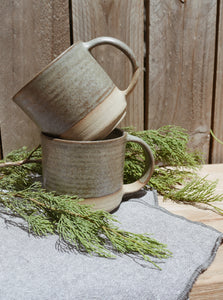 Coffee Mugs - Eucalyptus, White & Unglazed