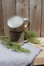 Load image into Gallery viewer, Coffee Mugs - Eucalyptus, White &amp; Unglazed
