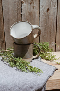 Coffee Mugs - Eucalyptus, White & Unglazed