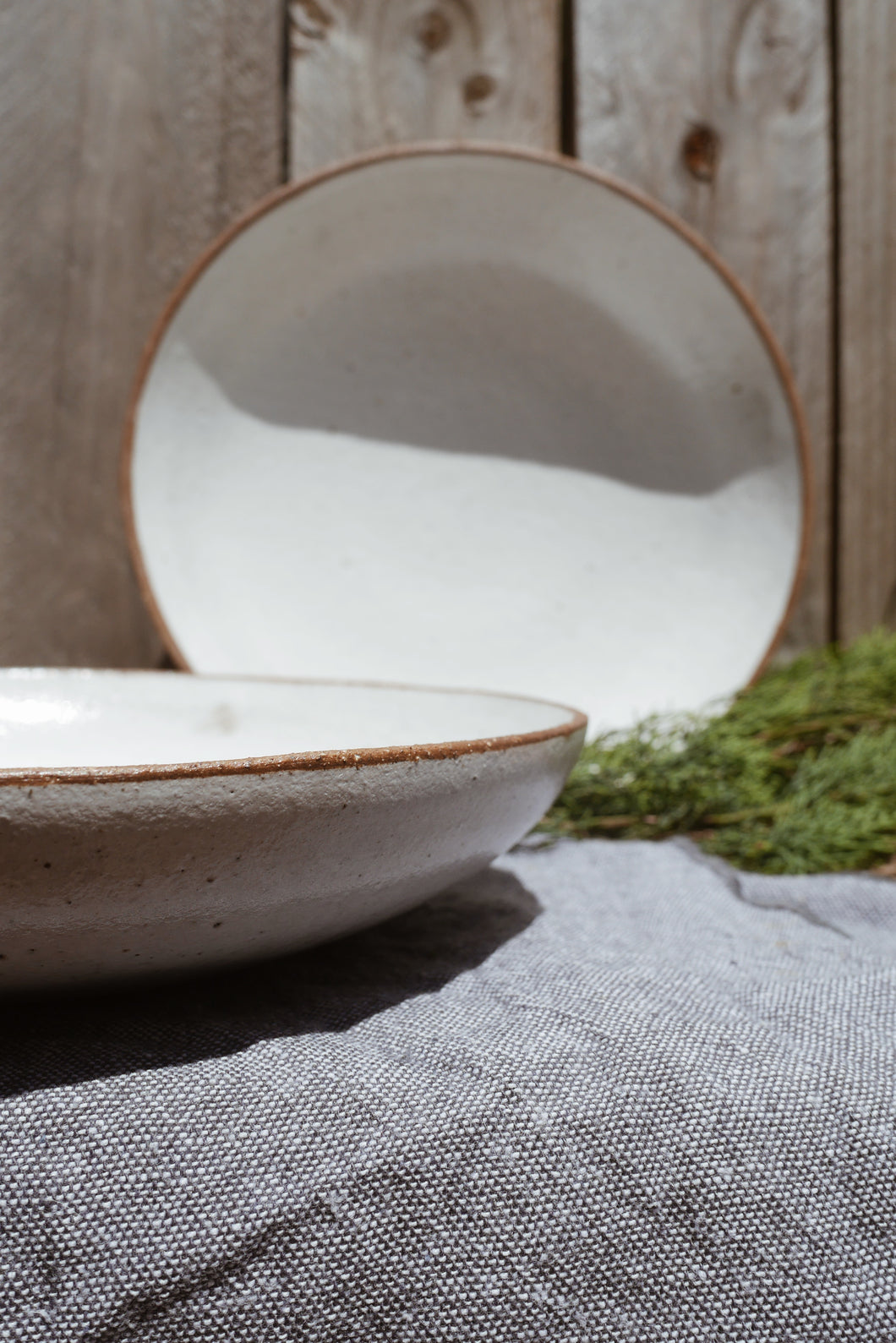 Earthy White Salad Bowls