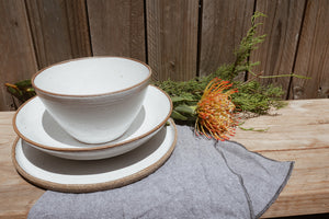 Earthy White Salad Bowls